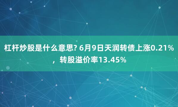 杠杆炒股是什么意思? 6月9日天润转债上涨0.21%，转股溢价率13.45%