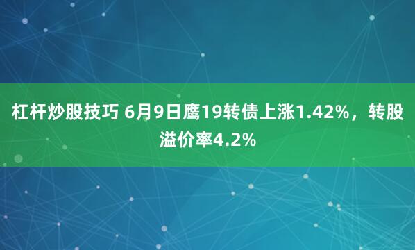 杠杆炒股技巧 6月9日鹰19转债上涨1.42%，转股溢价率4.2%