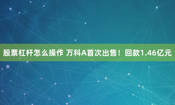 股票杠杆怎么操作 万科A首次出售！回款1.46亿元