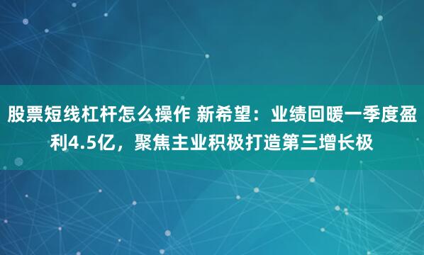 股票短线杠杆怎么操作 新希望：业绩回暖一季度盈利4.5亿，聚焦主业积极打造第三增长极