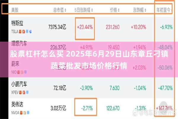 股票杠杆怎么买 2025年6月29日山东章丘刁镇蔬菜批发市场价格行情